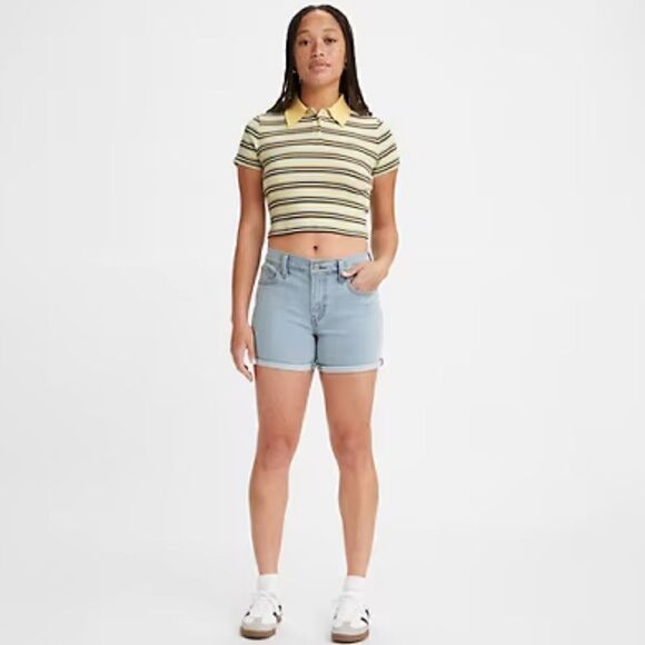 New Levi’s Sculpt Hypersoft Mid Length Shorts Mid Rise Size 31 - Picture 8 of 8